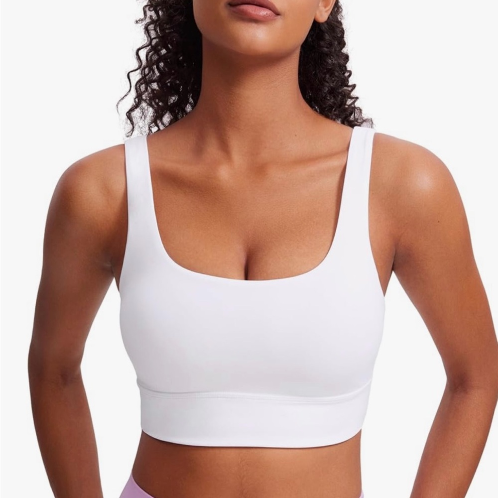 CRZ YOGA White Scoop Neck Sports Bralette